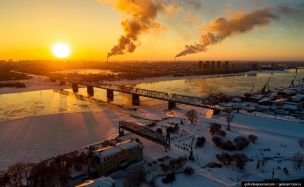 Зимний Новосибирск с высоты показал Слава Gelio Степанов