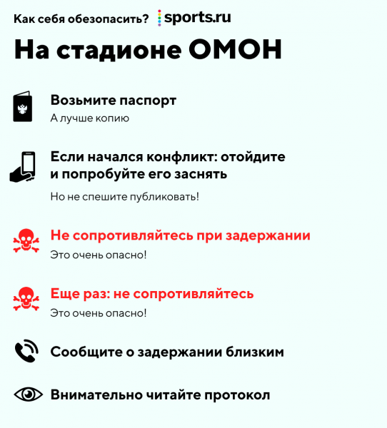Собрались на стадион, но боитесь ОМОНа? Вот тут инструкция, как вести себя с полицией