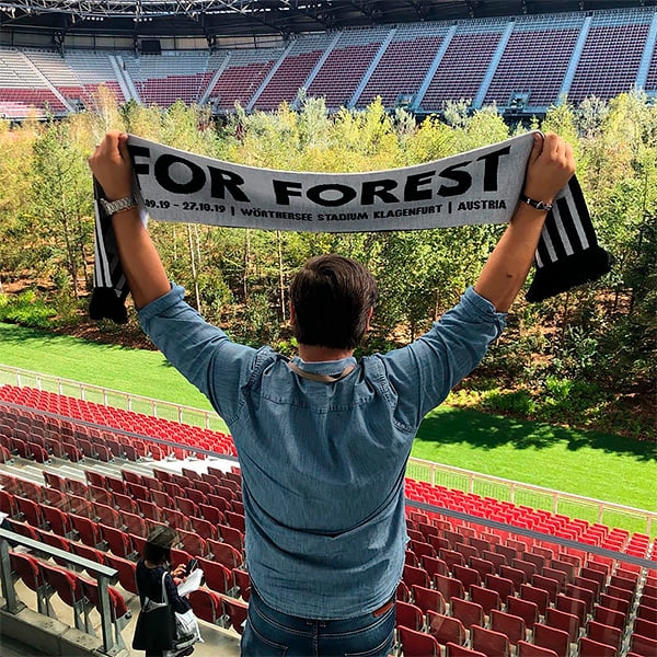 Лес на поле стадиона в Австрии &ndash; ироничная экологическая инсталляция