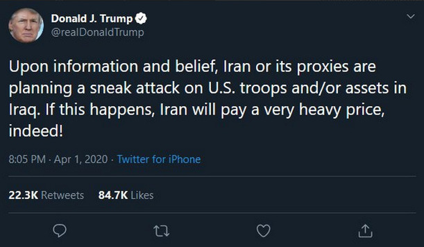 Трамп снова предостерег Иран